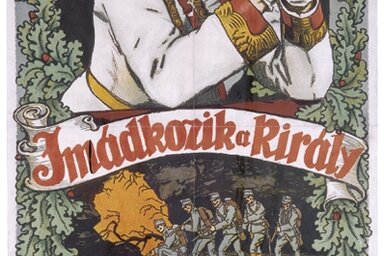 1914-es háborús propagandaplakát az imádkozó Ferenc Józseffel (wikipedia.org)