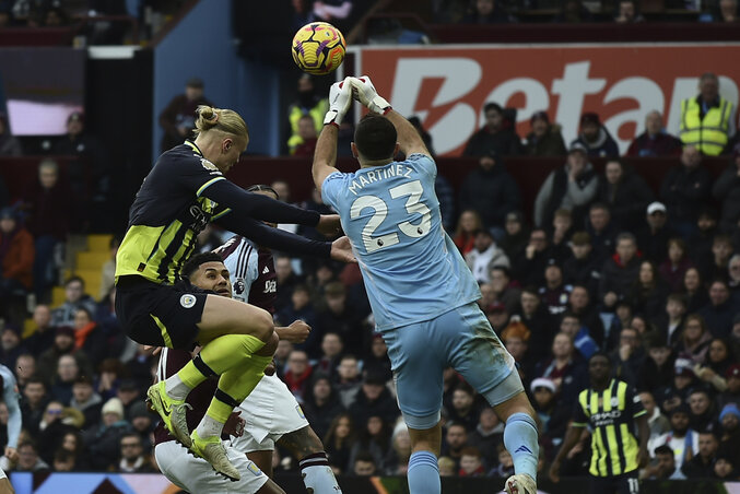 Haalandéknak az Aston Villa ellen sem ment (Fotó: Beta/AP)