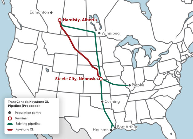 A Keystone XL teljes tervezett hossza 2700 kilométer, kiépítési költségét 7,6 milliárd dollárra becsülték. Kapacitása napi 830 ezer hordó lenne (Fotó: Wikipedia)