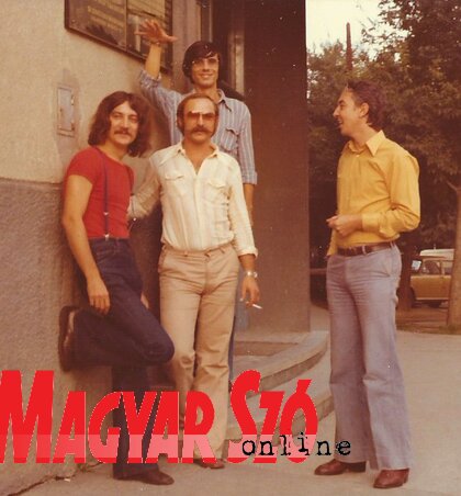 Kollégák társaságában a múlt század hetvenes éveiben (Balról jobbra: Sebestyén Imre, Szeli Miklós, Varga István és Bozsóki Ernő)