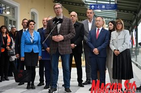 Aleksandar Vučić a szabadkai vasútállomáson