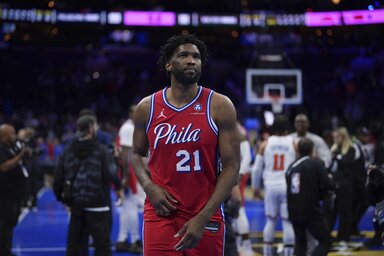 Joel Embiid Philadelphiája az újabb vereség után 2/8-as mérleggel áll a keleti főcsoport sereghajtói között (Fotó: Beta/AP)