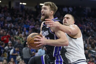 Európai centerpárbaj a nyugati parton: Domantas Sabonis és Nikola Jokić (Fotó: Beta/AP)