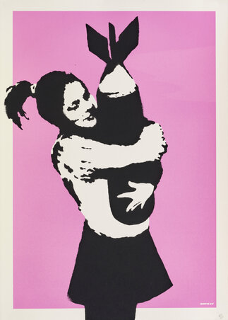 Banksy: Bomb Hugger (https://banksyexplained.com/bomb-love-bomb-hugger-4)