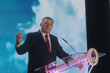 Milorad Dodik a minapi banjalukai Sretenje-ünnepségen (Fotó: Beta)