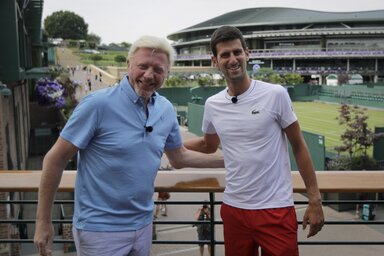 Novak Đokovićtyal egykori edzője, Boris Becker készített interjút Wimbeldonban (Fotó: Beta/AP)