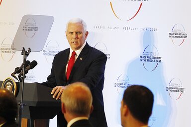 Mike Pence a nyomásgyakorlás fokozását helyezte kilátásba, ha a teheráni rezsim nem változtat magatartásán (fotó: AP/Beta)