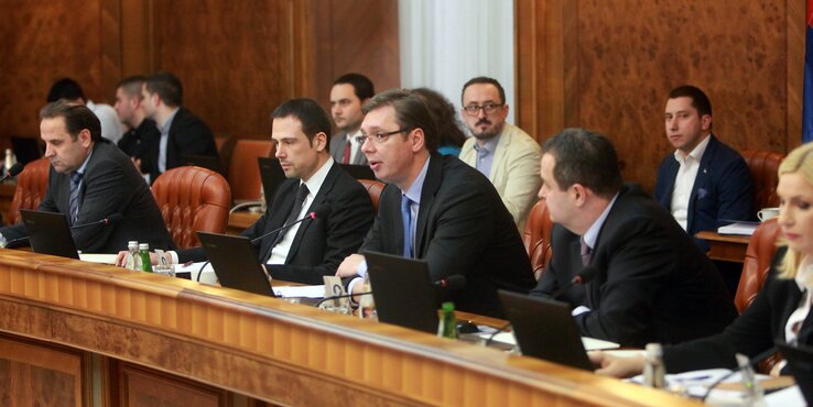 Aleksandar Vučić miniszterelnök a kormányülésen (Fotó: Beta)