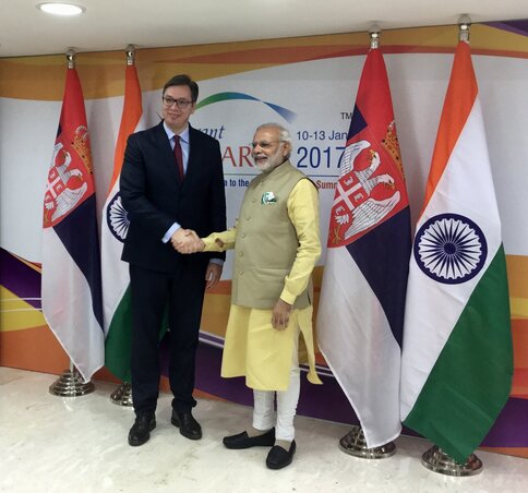 Aleksandar Vučić Narendra Modi miniszterelnökkel (Köztársasági kormányiroda)