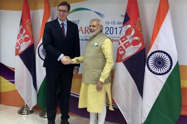 Aleksandar Vučić Narendra Modi miniszterelnökkel (Köztársasági kormányiroda)