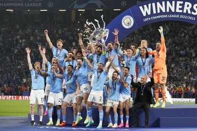 A Manchester City felkerült a BL-győztes csapatok listájára. Jobbról Pep Guardiola (Fotó: Beta/AP)