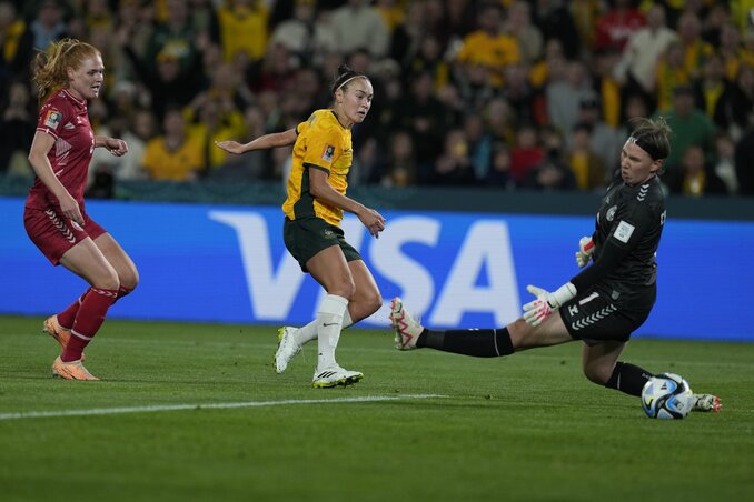 Caitlin Foord megszerzi Ausztrália első gólját (Fotó: Beta/AP)