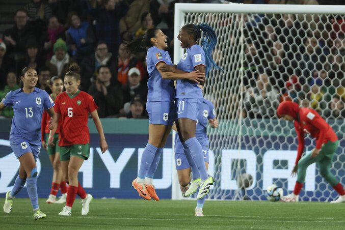 A francia lányok nyolc perc alatt három gólt pakoltak be Marokkó kapujába (Fotó: Beta/AP)