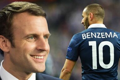 Fociszeretet, politikai húzás vagy mindkettő? Emmanuel Macron és Karim Benzema együtt utazik a döntőre