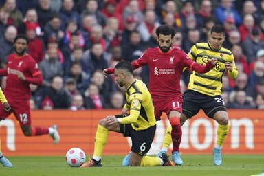 Mo Szalahék az újabb győzelemmel továbbra is szorosan követik a Manchester Cityt (Fotó: Beta/AP)