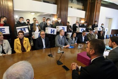 Beograd, 18.02.2022. - Koalicija Ujedinjena Srbija predala je izbornu listu "Marinika Tepic - Ujedinjeni za pobedu Srbije", danas u Narodnoj skupstini u Beogradu.  (BETAPHOTO/MILAN OBRADOVIC/MO)