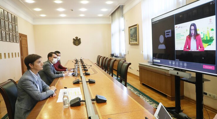 Ana Brnabić az online konferencián (Fotó: Beta)