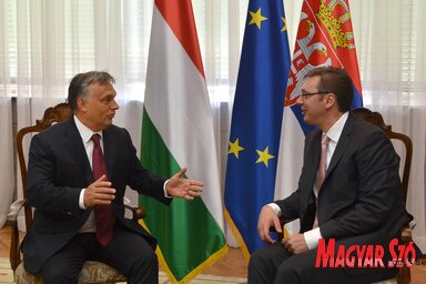 Orbán Viktor és Aleksandar Vučić egy korábbi találkozón (Fotó: Ótos András archív)