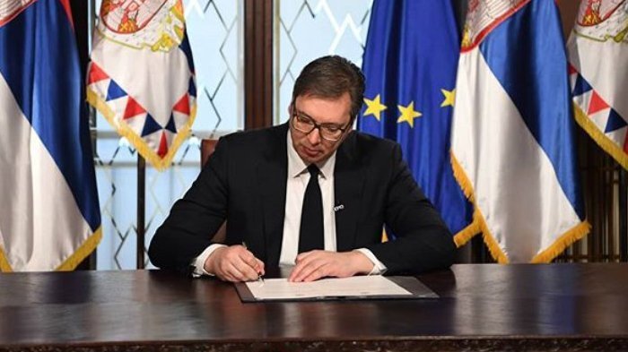 Aleksandar Vučić az idei választások kiírásakor (Fotó: Beta)